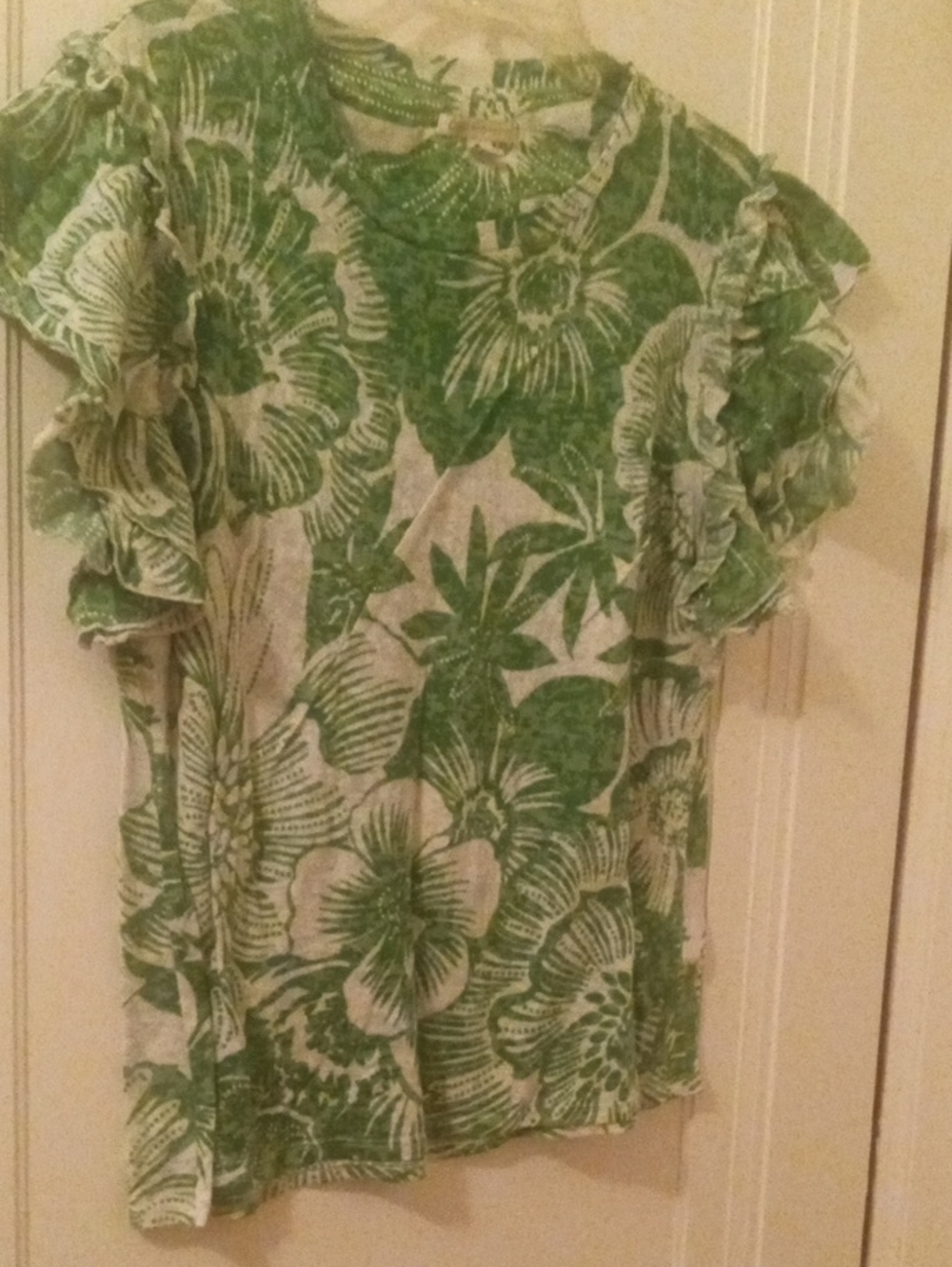Women’s CAto Green Floral Ruffle Sleeve Top 18/20